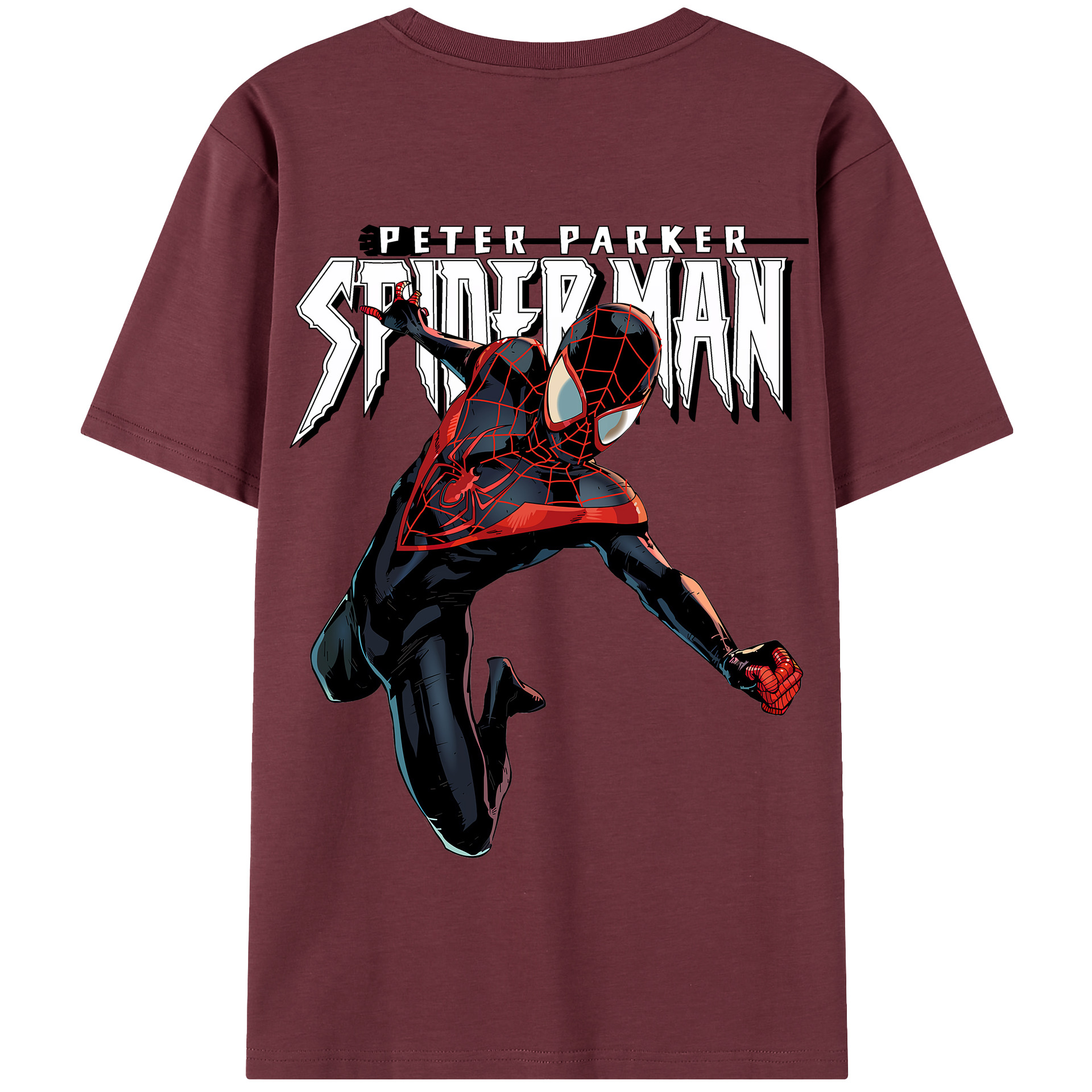 （画像用） Spider Man スパイダーマン 綿100％半袖Tシャツ（背面プリント）